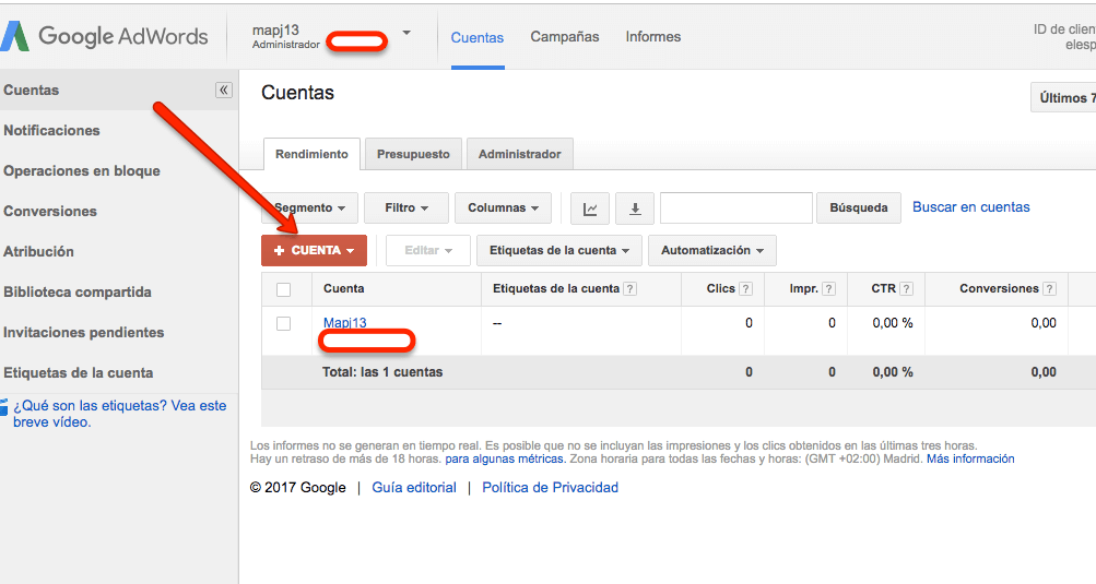 abrir una cuenta en Google Adwords